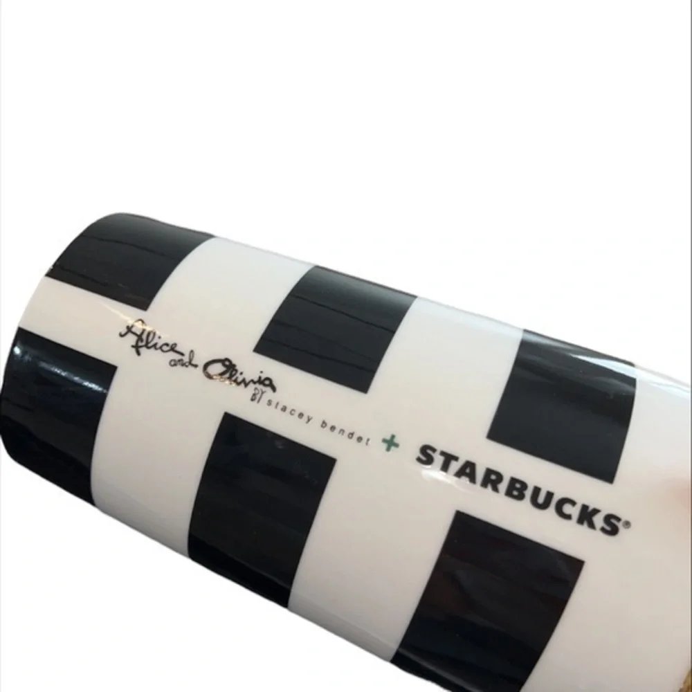 Starbucks‎ Coffee x Alice + Olivia Black & White Striped Ceramic Travel Mug